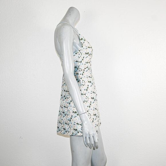 Alice+ Olivia $295 Tayla Structured Tie Shoulder Mini Dress Floral Blue white 0 - Picture 5 of 11
